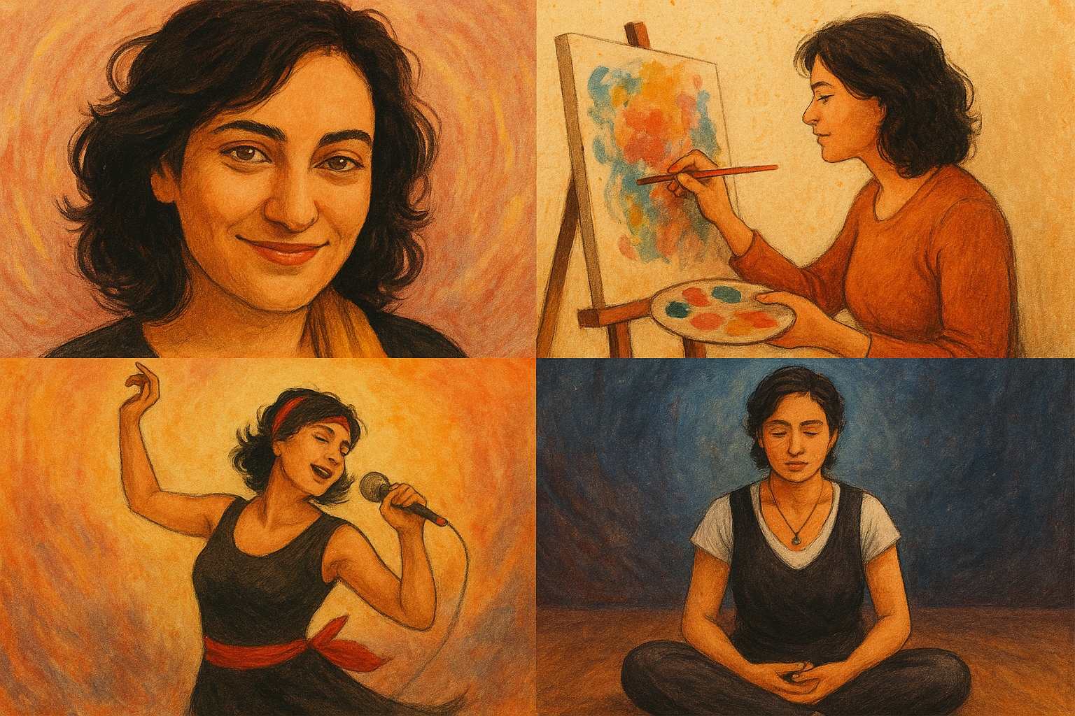 Cristiane em momentos de introspecção artística